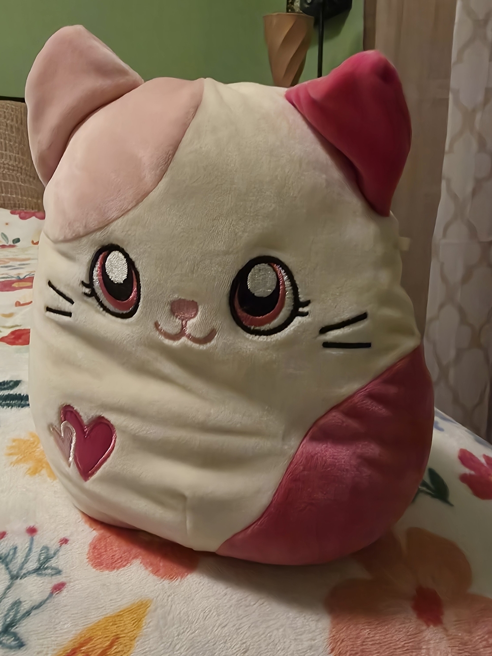Squishmallows Pink & Cream Cat Plush Pillow